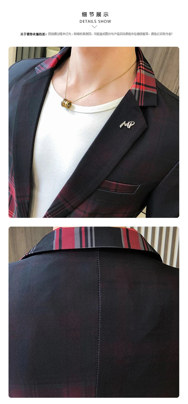 2022 Spring New Colorblock Plaid Blazer Men Slim Casual Man Blazers Wedding Business Party Clothing Dress Coat Blazer M-3XL