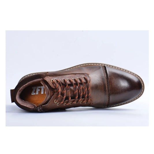 New Men Boots Winter boots genuine leather handmade big size brown man casual lace-up boots Non-slip warm boots 2025