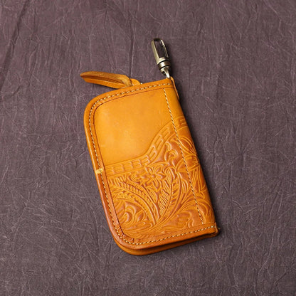 Men's Leather Key Bag, The First LayerOf Cowhide, Ladies' Purse, Multi-functional Vintage Vegetable Tanned Leather ID Bag.