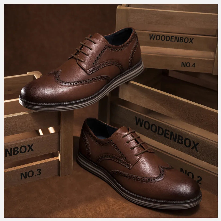 Genuine Leather Dress Shoes Comfy Men Casual Shoes Smart Business Work Office Lace-up Men Shoes