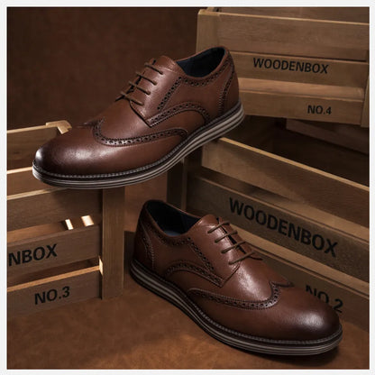 Genuine Leather Dress Shoes Comfy Men Casual Shoes Smart Business Work Office Lace-up Men Shoes