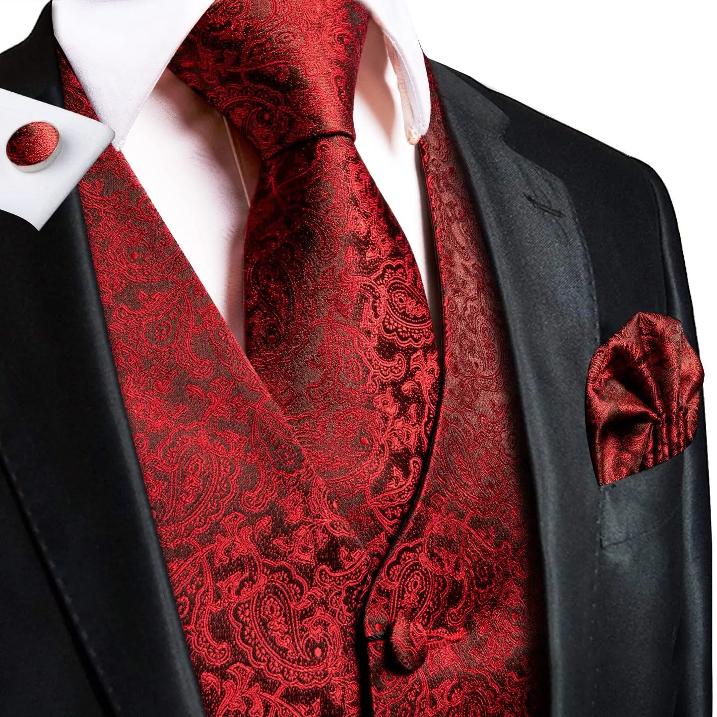 Luxury Silk Mens Vests Rose Gold Pink Striped Waistcoat Necktie Bowtie Hanky Cufflinks Set Waist Jacket For Men Wedding