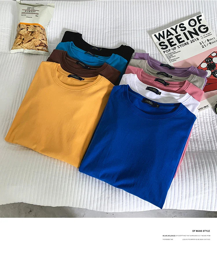 2025 Spring Autumn Long Sleeve T-shirts Men O-Neck Collar Cotton Long T Shirts Men Fashion Casual Comfortable Long T-Shirts Men