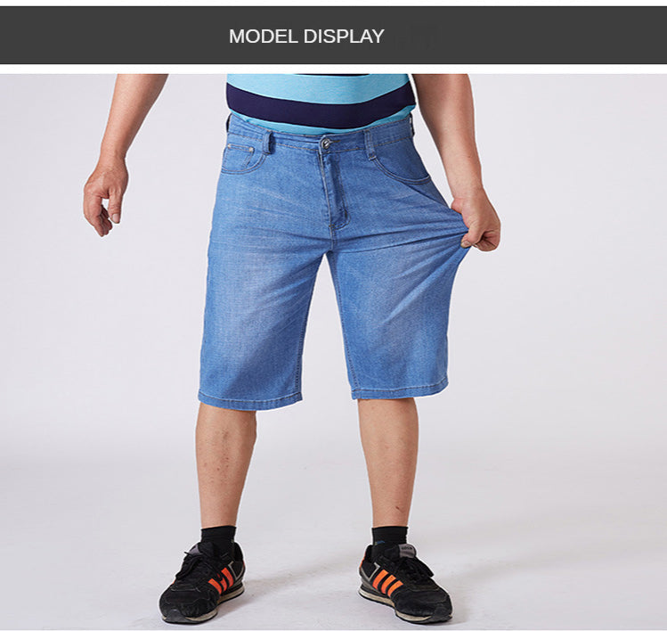 Men Extra Large Size Shorts Knee-length Summer Breeches Denim 2024 Male Bermuda Classic Stretch Plus Size Big 8XL Men Short Jean