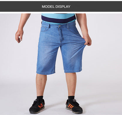 Men Extra Large Size Shorts Knee-length Summer Breeches Denim 2024 Male Bermuda Classic Stretch Plus Size Big 8XL Men Short Jean