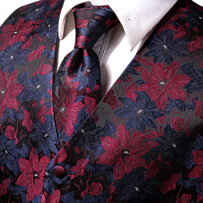 Luxury Silk Mens Vests Rose Gold Pink Striped Waistcoat Necktie Bowtie Hanky Cufflinks Set Waist Jacket For Men Wedding