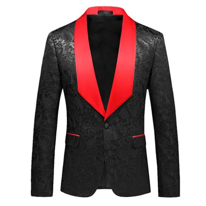 2026 New Men's White Rose Pattern Suit Jacket, Wedding Party Dress Coat, High Quality Men Slim Blazers Masculino Big Size M-6XL
