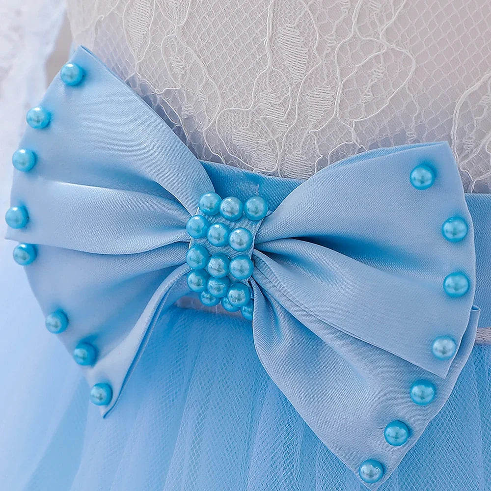 Long Sleeve Baby Girls Dress Newborn White Baptism Tulle Party Wedding 1st Birthday Princess Dresses Infant Girls Bow Prom Gown