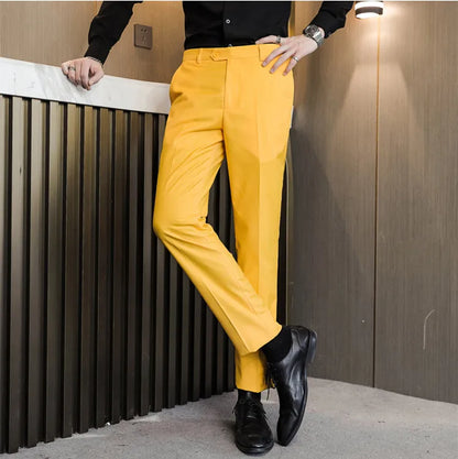 Men's Blue Suit Pants, Red Elegant Man Office Work Pant, Green and Purple Casual Trousers Men 17 Colors Pantalones Hombre
