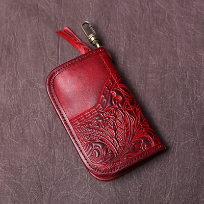 Men's Leather Key Bag, The First LayerOf Cowhide, Ladies' Purse, Multi-functional Vintage Vegetable Tanned Leather ID Bag.