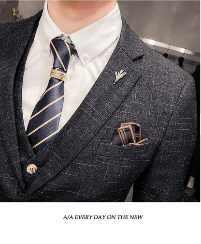 25 Colors 1 Pcs Blazer No Pants S-7XL New Wedding Dress Formal Business Slim Mens Suit Jacket Plaid Striped Solid Color