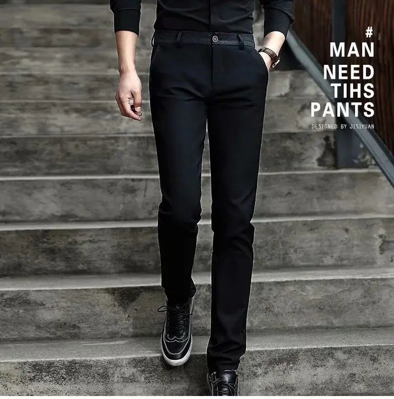 Stretch Suit Trousers for Men Office Pants Non-Ironing Slim Fit Bridegroom Suits Wedding Business Black Suit Pants Men