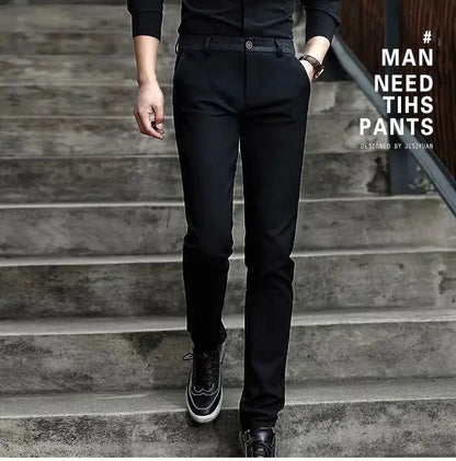 Stretch Suit Trousers for Men Office Pants Non-Ironing Slim Fit Bridegroom Suits Wedding Business Black Suit Pants Men