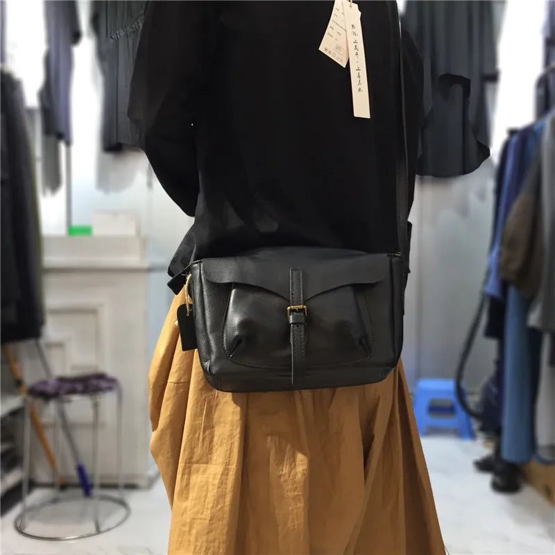 Retro Women Crossbody Bags Natural Real Leather Shoulder Bag Female Solid Casual Daily Messenger Bags Satchel Designer Handbags