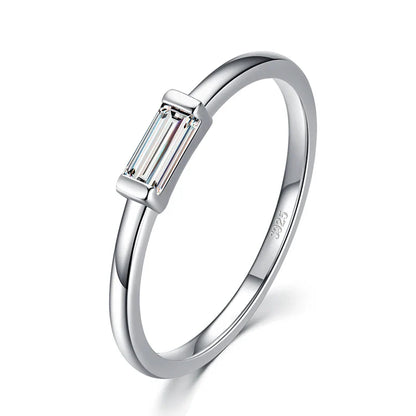 925 Sterling Silver Fashion Emerald Cut Shiny Clear CZ Wedding Female Rings for Women Simple Rectangle Ring Fine Jewelry