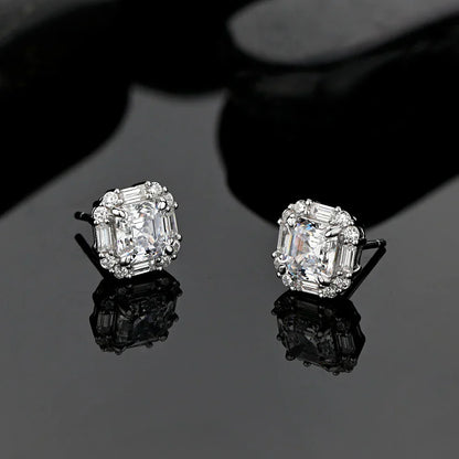Original Design 6*6mm Asscher High Carbon Diamond Stud Eearrings for Women 2021 Jewelry 925 Sterling Silver Ruby Earrings Gift