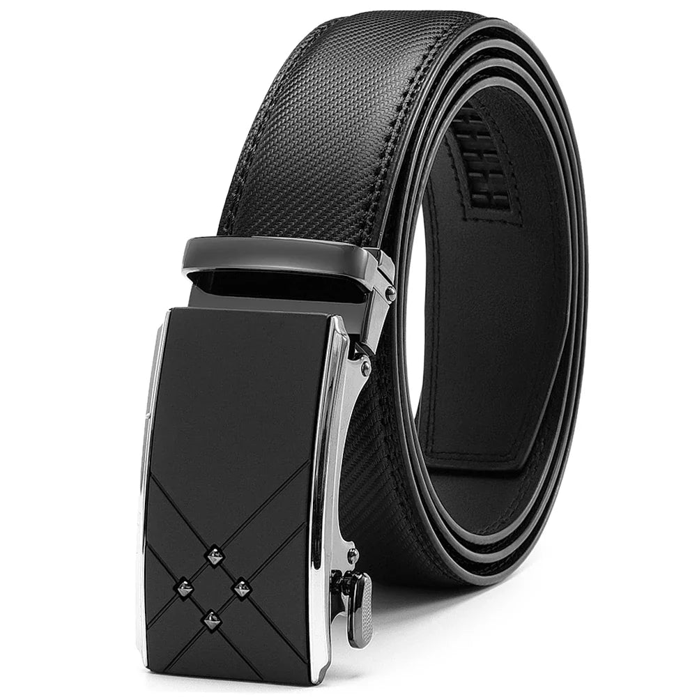 Multicolor Genuine Leather Men's Belts Fashion Business Automatic Buckle Straps Ratchet Cow Leather Waistband 3.5cm Width