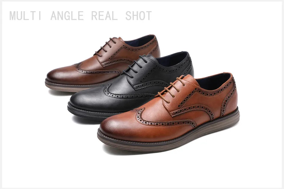 Genuine Leather Dress Shoes Comfy Men Casual Shoes Smart Business Work Office Lace-up Men Shoes