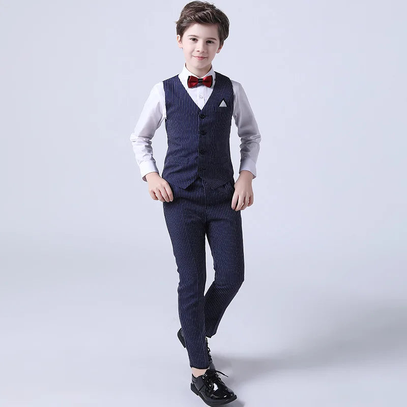 Flower Boys Clothing Set School Kids Wedding Formal Dress Vest Pants 2Pcs Suit Children Birtdahy Prom Ceremony Costume