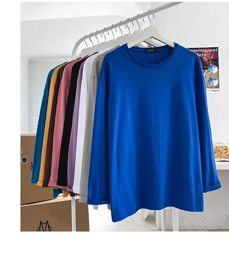 2025 Spring Autumn Long Sleeve T-shirts Men O-Neck Collar Cotton Long T Shirts Men Fashion Casual Comfortable Long T-Shirts Men