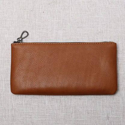 Men's Genuine Leather Long Zipper Wallet First Layer Cowhide Youth Ultra-Thin Handbag Wallet Trendy Brand Simple Wallet