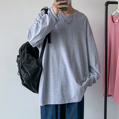 2025 Spring Autumn Long Sleeve T-shirts Men O-Neck Collar Cotton Long T Shirts Men Fashion Casual Comfortable Long T-Shirts Men