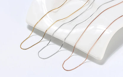 Slim 0.6mm Box Chain Necklace Italy 925 Silver Woman Man Necklace 45cm 18''Long  Jewelry Gift Wholesale OSC07