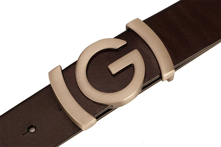 New Wide 34mm Male belt Famous Style Metal G Buckle Brand Women Belt Genuine Leather business Luxury Belts for Men Strap jeans