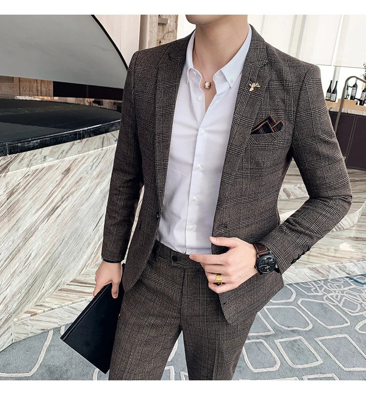 25 Colors 1 Pcs Blazer No Pants S-7XL New Wedding Dress Formal Business Slim Mens Suit Jacket Plaid Striped Solid Color