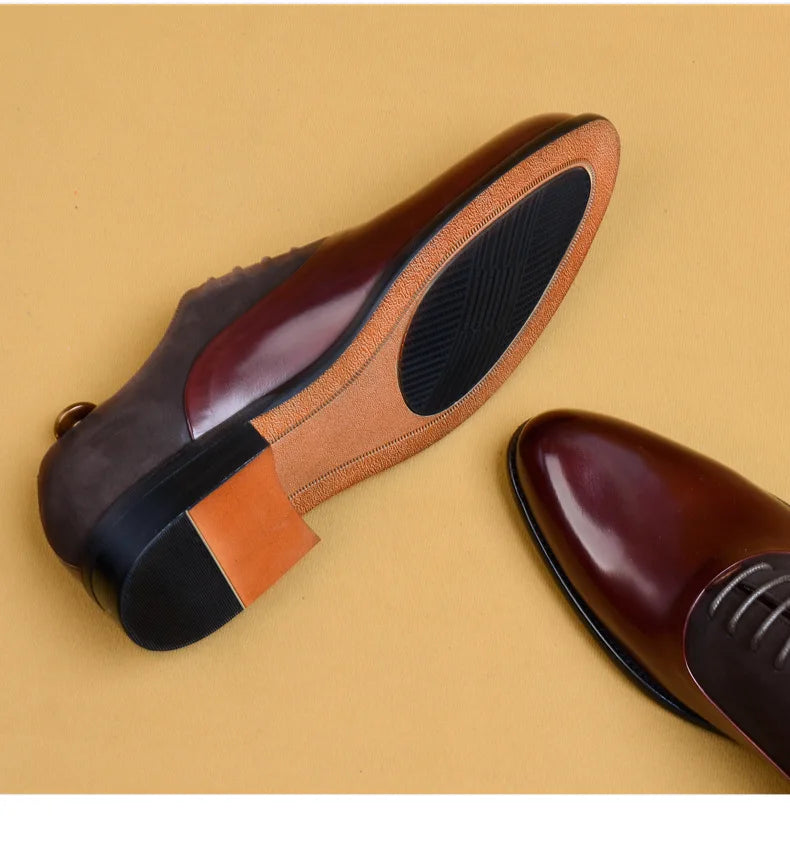 Genuine Cow Leather Brogue Wedding Business Men Casual Flats Vintage Handmade Oxford Shoes For Men Black Burgundy 2024