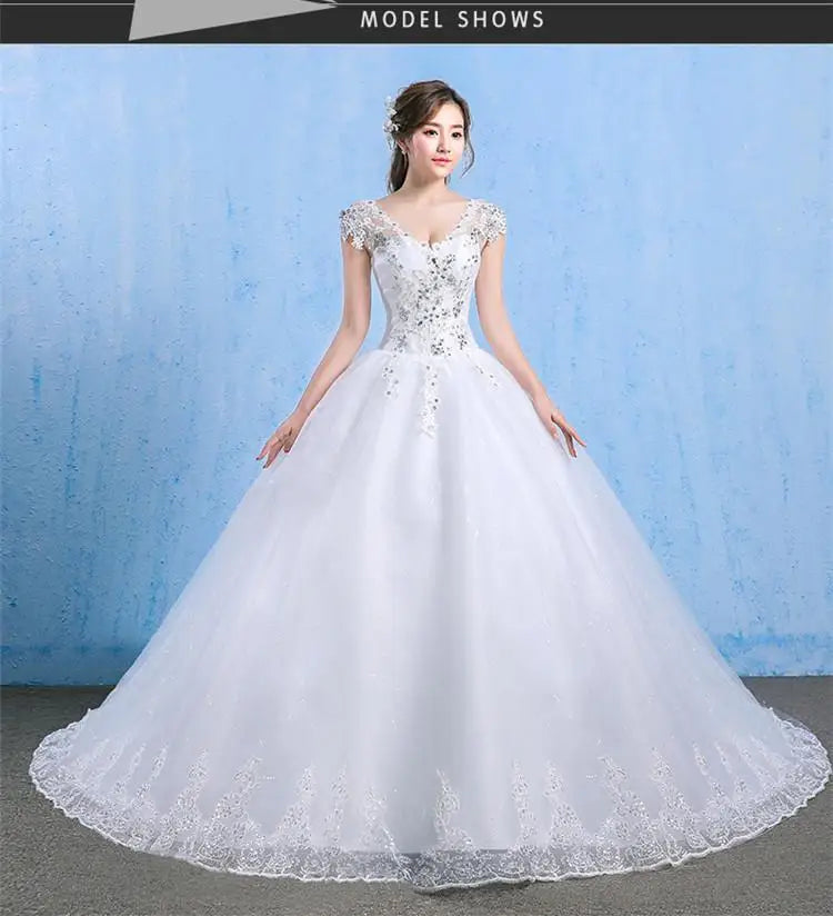 Wedding Dress Sexy V-neck Lace Embroidery Court Train Ball Gown Princess Wedding Dresses Vestido De Noiva Plus Size