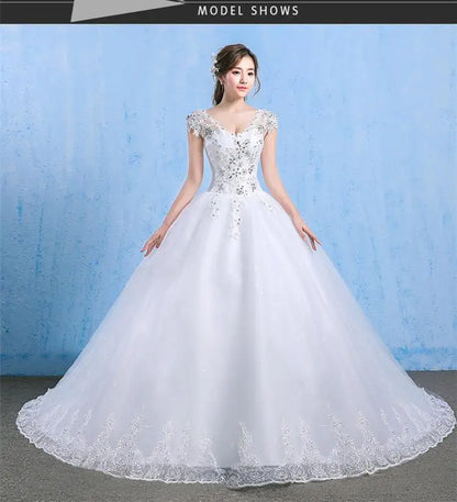 Wedding Dress Sexy V-neck Lace Embroidery Court Train Ball Gown Princess Wedding Dresses Vestido De Noiva Plus Size