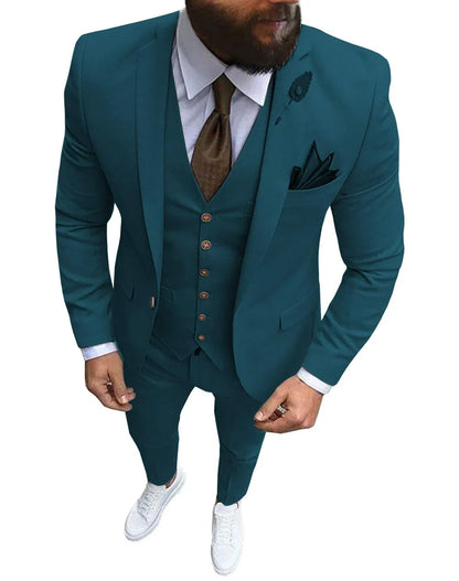Men's Suits Prom Tuxedo Slim Fit 3 Piece Groom Wedding Suit For Men Custom Blazer Terno Masuclino 3 Pieces (jacket+vest+pant)