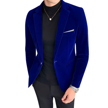 Fall Winter Gold Velvet Blazer High Quality Slim Fit Suit Jacket Fashion Casual Men Groom Singer Costume Formal Evening Dress