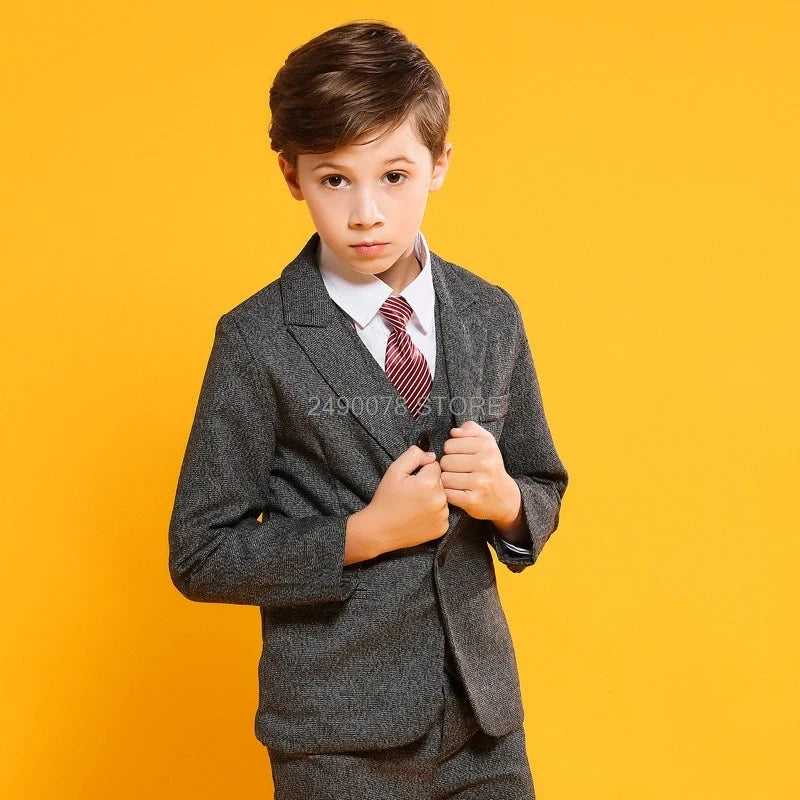 Flower Boys Formal Anzug Suit Kids Wedding Party Dress Blazer Vest Pants Bowtie 4pcs Child Tuxedo Prom Performance Costume