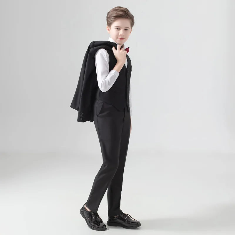Flower Boys Suit for Weddings Kids Prom Party Tuxedo Formal Blazer Children's Day Pinao Performance Costume school uniform 2-16T