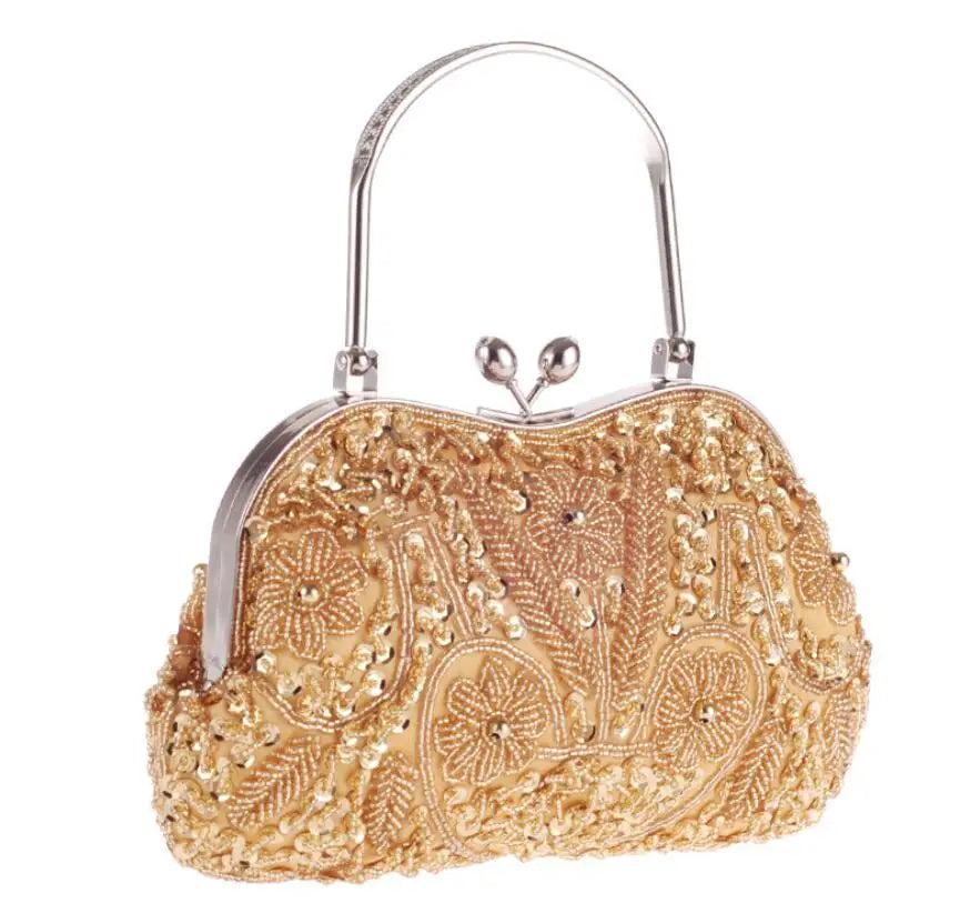Elegant Frame Women Formal Beaded Evening Purses and Handbags Bridal Sequins Clutch Bag Cocktail Party Bag