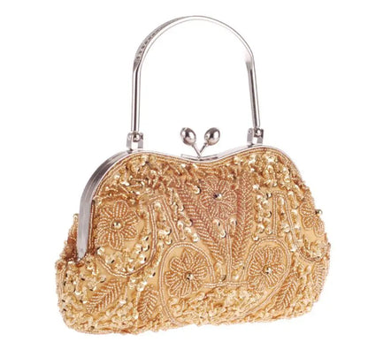 Elegant Frame Women Formal Beaded Evening Purses and Handbags Bridal Sequins Clutch Bag Cocktail Party Bag