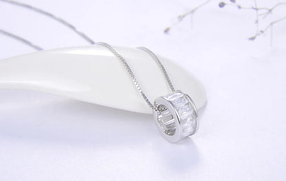 Trendy Simple Necklace 925 Sterling Silver Women Necklaces With 3 Big Circle AAAA Zircon Jewelry Wedding Gift OSN175