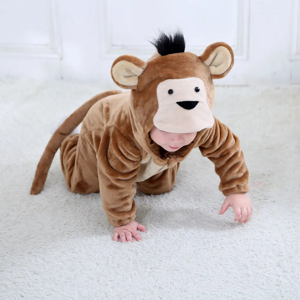 Infant Toddler Dalmatian Dog Lion Tiger Dinosaur Costumes Baby Boys Girls Kigurumi Cartoon Animal Romper Halloween Purim