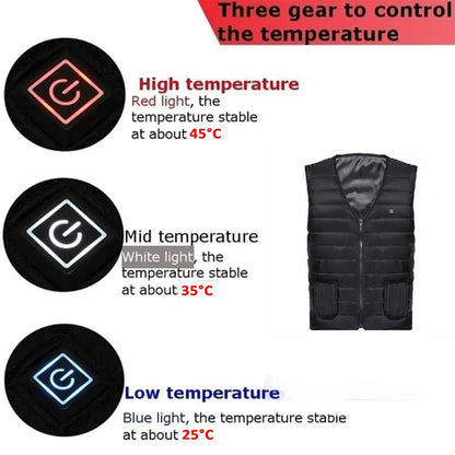 11 Area Heating Vest Men/Women Casual V-neck USB Heated Vest Smart Control Temperature Heating Jacket Cotton Coat Winter Hunting