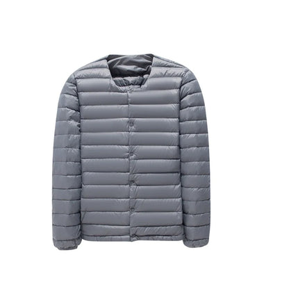 Matt Fabric Ultra Light Down Jacket Men V-neck Men's Down Jacket Slim Windproof Portable Lightweight Coat Warm Liner