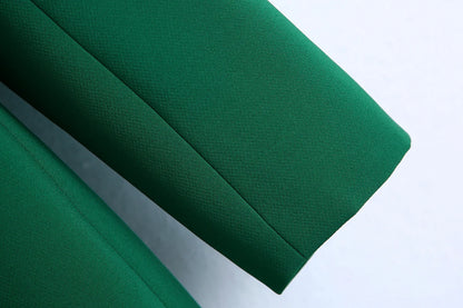 2023 Fashion Vintage Stylish Green Oversized Long Women Blazer Office Lady Pocket Fashion Autumn Jacket Female Bussiness