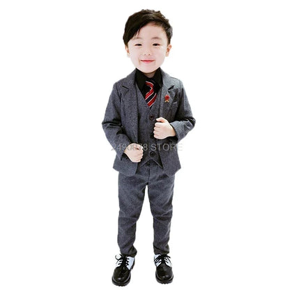 Flower Boys Formal Anzug Suit Kids Wedding Party Dress Blazer Vest Pants Bowtie 4pcs Child Tuxedo Prom Performance Costume