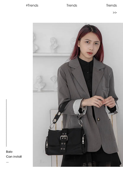 Nylon Women Shoulder Crossbody Bag Black Fashion Rivet Axillary Bags Brand Design Ladies Female Handbag Small Black Bolsa Femini