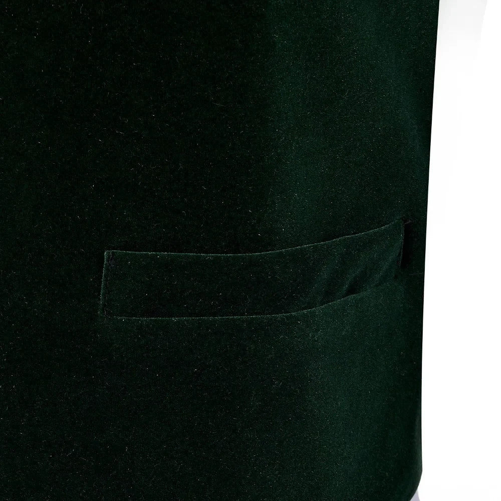 Men's Business Army Green Vest Velvet Wool Single-breasted Cotton Suit Vest Waistcoat For Wedding Formal Vest Groomsmen
