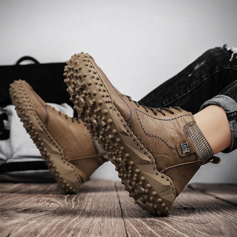 Winter Warm Men's Casual Shoes Fashion Men's Leather Boots Comfortable Men's Ankle Boots Outdoor High Quality Hiking Boots Men