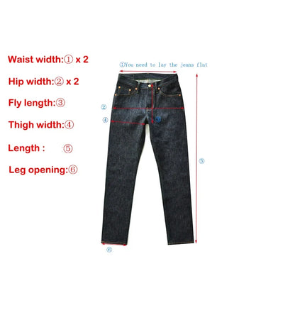 SZ6601-10OZ Men Jeans Selvedge Sanforized Denim Jeans Summer Indigo Jeans for Man Regular Fit Straight Leg 10 Oz