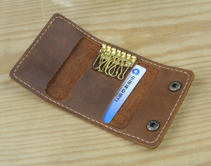 Handmade Vintage Genuine Leather Key Holder Men keyChain Cover Leather Key Wallet Men key case bag Women Key Organizer