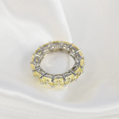 100% 925 Sterling Silver Sparkling 1 Row Full 5*5mm High Carbon Diamond Finger Rings For Women Wedding Party Fine Jewelry